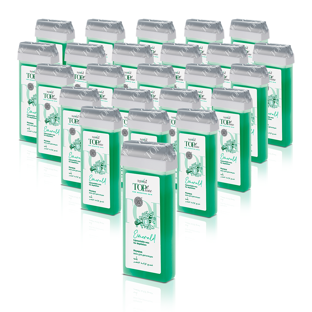 Italwax Top Line Emerald 100ml wax cartridges — 24 pack